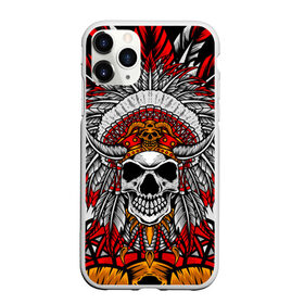 Чехол для iPhone 11 Pro матовый с принтом Indian skull head в Кировске, Силикон |  | head | indian | skull | абстракция | арт | голова | индеец | орнамент | перья | рисунок | череп