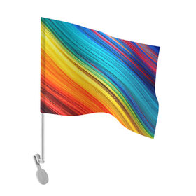 Флаг для автомобиля с принтом цветной мех диагональ в Кировске, 100% полиэстер | Размер: 30*21 см | волокна | геометрия | диагональ | краски | мех | полоски | полосы | радуга | текстура | цвета | яркий
