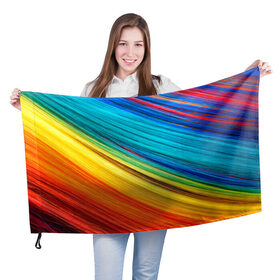 Флаг 3D с принтом цветной мех диагональ в Кировске, 100% полиэстер | плотность ткани — 95 г/м2, размер — 67 х 109 см. Принт наносится с одной стороны | волокна | геометрия | диагональ | краски | мех | полоски | полосы | радуга | текстура | цвета | яркий