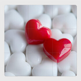 Магнитный плакат 3Х3 с принтом два сердца пара в Кировске, Полимерный материал с магнитным слоем | 9 деталей размером 9*9 см | вдвоем | взаимность | вместе | два сердца | любовь | мы | нашлись | пара | сердечки | сердца