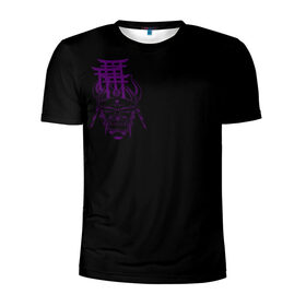 Мужская футболка 3D спортивная с принтом Фиолетовая Япония в Кировске, 100% полиэстер с улучшенными характеристиками | приталенный силуэт, круглая горловина, широкие плечи, сужается к линии бедра | ворота | графика | демоны | они | самурай | скетч | тории | фиолетовый | хання | ханья | япония