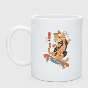 Кружка с принтом Кот Якудза в Кировске, керамика | объем — 330 мл, диаметр — 80 мм. Принт наносится на бока кружки, можно сделать два разных изображения | cat | cats | japan | ninja | samurai | skateboard | skater | tattoo | tegunvteg | yakuza | катана | кот | котенок | коты | котэ | котята | кошка | ниндзя | самурай | скейтборд | скейтбординг | скейтер | тату | татуировка | татуировки