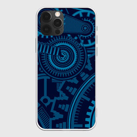 Чехол для iPhone 12 Pro Max с принтом Steampunk Mechanic Blue в Кировске, Силикон |  | gears | mechanics | mechanism | steampunk | механизм | механика | стимпанк | шестеренки