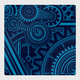 Магнитный плакат 3Х3 с принтом Steampunk Mechanic Blue в Кировске, Полимерный материал с магнитным слоем | 9 деталей размером 9*9 см | gears | mechanics | mechanism | steampunk | механизм | механика | стимпанк | шестеренки