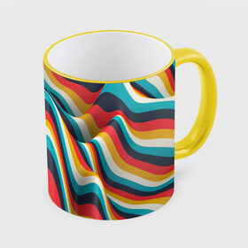 Кружка с принтом Цветные волны в Кировске, керамика | ёмкость 330 мл | Тематика изображения на принте: abstract | color | waves | абстракция | волны
