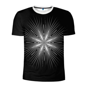 Мужская футболка 3D спортивная с принтом Лучи в Кировске, 100% полиэстер с улучшенными характеристиками | приталенный силуэт, круглая горловина, широкие плечи, сужается к линии бедра | абстракция | линии | лучи | минимализм | черное белое