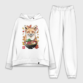 Женский костюм хлопок Oversize с принтом Лиса в Кировске,  |  | cat | cats | fox | foxy | japan | ninja | samurai | tegunvteg | yakuza | еда | лапша | лис | лиса | лисица | ниндзя | самурай | якудза | япония