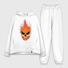 Женский костюм хлопок Oversize с принтом fire flame skull в Кировске,  |  | art | body | bones | dead | drawing | face | fire | graffiti | head | roses | silent | skeleton | skul | skull | ад | арт | голова | граффити | зло | индеец | кости | огонь | перья | розы | рок | скелет | скул | скулл | три чер