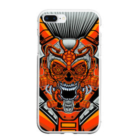 Чехол для iPhone 7Plus/8 Plus матовый с принтом CyberSkull в Кировске, Силикон | Область печати: задняя сторона чехла, без боковых панелей | cyberpunk | evil | head | mask | mechanical | rage | robot | skull | арт | гнев | голова | демон | дьявол | злой | киберпанк | маска | механический | монстр | робот | рога | самурай | череп