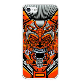 Чехол для iPhone 5/5S матовый с принтом CyberSkull в Кировске, Силикон | Область печати: задняя сторона чехла, без боковых панелей | cyberpunk | evil | head | mask | mechanical | rage | robot | skull | арт | гнев | голова | демон | дьявол | злой | киберпанк | маска | механический | монстр | робот | рога | самурай | череп