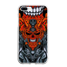 Чехол для iPhone 7Plus/8 Plus матовый с принтом CyberSkull в Кировске, Силикон | Область печати: задняя сторона чехла, без боковых панелей | cyberpunk | evil | head | mask | mechanical | rage | robot | skull | арт | гнев | голова | демон | дьявол | злой | киберпанк | маска | механический | монстр | робот | рога | череп