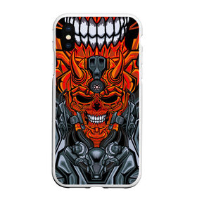 Чехол для iPhone XS Max матовый с принтом CyberSkull в Кировске, Силикон | Область печати: задняя сторона чехла, без боковых панелей | Тематика изображения на принте: cyberpunk | evil | head | mask | mechanical | rage | robot | skull | арт | гнев | голова | демон | дьявол | злой | киберпанк | маска | механический | монстр | робот | рога | череп