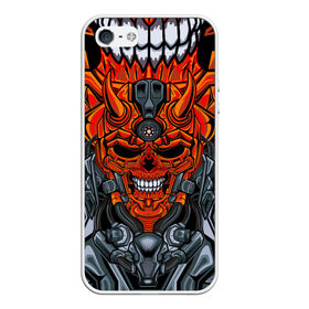 Чехол для iPhone 5/5S матовый с принтом CyberSkull в Кировске, Силикон | Область печати: задняя сторона чехла, без боковых панелей | Тематика изображения на принте: cyberpunk | evil | head | mask | mechanical | rage | robot | skull | арт | гнев | голова | демон | дьявол | злой | киберпанк | маска | механический | монстр | робот | рога | череп