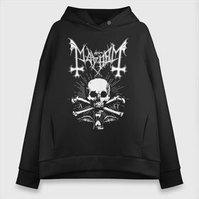 Женское худи Oversize хлопок с принтом MAYHEM в Кировске, френч-терри — 70% хлопок, 30% полиэстер. Мягкий теплый начес внутри —100% хлопок | боковые карманы, эластичные манжеты и нижняя кромка, капюшон на магнитной кнопке | black metal | mayhem | блэк метал | группа | мейхем | метал | рок