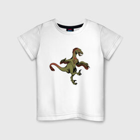 Детская футболка хлопок с принтом Динозавр в Кировске, 100% хлопок | круглый вырез горловины, полуприлегающий силуэт, длина до линии бедер | дино | динозавр | динозавры | животные | звери | охотники динозавры | раптор | рапторы | тиранозавр | хищники животные