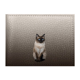 Обложка для студенческого билета с принтом Сиамский кот голубые глаза в Кировске, натуральная кожа | Размер: 11*8 см; Печать на всей внешней стороне | арт | бежевый | градиент | киса | коричневый | кот | котейка | котенок | котик | котэ | кошка | реализм | сиамец | сиамский