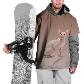 Накидка на куртку 3D с принтом Лысый кот сфинкс в Кировске, 100% полиэстер |  | арт | бежевый | без шерсти | градиент | домашний питомец | киса | кот | котейка | котенок | котик | котэ | кошка | лысый | реализм | складки кожи | сфинкс | экзотика