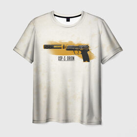 Мужская футболка 3D с принтом Counter-Strike | USP-S Orion в Кировске, 100% полиэфир | прямой крой, круглый вырез горловины, длина до линии бедер | counter strike | cs go | usp s | контр страйк | кс го | оружие | пистолет