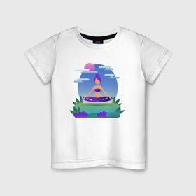 Детская футболка хлопок с принтом Йога / Гармония / Релакс в Кировске, 100% хлопок | круглый вырез горловины, полуприлегающий силуэт, длина до линии бедер | гармония | душа | здоровье | йога | природа | тело