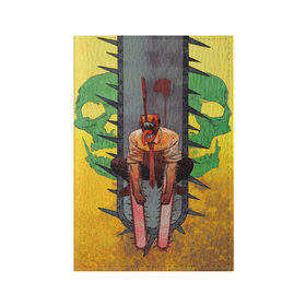 Обложка для паспорта матовая кожа с принтом Человек бензопила демон в Кировске, натуральная матовая кожа | размер 19,3 х 13,7 см; прозрачные пластиковые крепления | anime | chainsaw man | manga | аниме | бензопила | демон | желтый | манга | ржавчина | человек бензопила | череп.