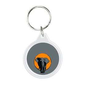 Брелок круглый с принтом Африканский Слон в Кировске, пластик и полированная сталь | круглая форма, металлическое крепление в виде кольца | африка | графика | дикий мир | животное | персонаж | природа | рисунок | слон