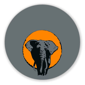 Коврик для мышки круглый с принтом Африканский Слон в Кировске, резина и полиэстер | круглая форма, изображение наносится на всю лицевую часть | Тематика изображения на принте: африка | графика | дикий мир | животное | персонаж | природа | рисунок | слон