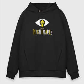 Мужское худи Oversize хлопок с принтом Little Nightmares в Кировске, френч-терри — 70% хлопок, 30% полиэстер. Мягкий теплый начес внутри —100% хлопок | боковые карманы, эластичные манжеты и нижняя кромка, капюшон на магнитной кнопке | bandai namco entertainment | little | little nightmares | nightmares | tarsier studios | маленькие | платформер