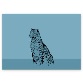 Поздравительная открытка с принтом Леопард в Кировске, 100% бумага | плотность бумаги 280 г/м2, матовая, на обратной стороне линовка и место для марки
 | африка | большая кошка | графика | дикий мир | животное | кошка | персонаж | природа | рисунок | хищник