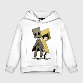 Детское худи Oversize хлопок с принтом Little Nightmares  в Кировске, френч-терри — 70% хлопок, 30% полиэстер. Мягкий теплый начес внутри —100% хлопок | боковые карманы, эластичные манжеты и нижняя кромка, капюшон на магнитной кнопке | little nightmares | игра | страшилка | страшная игра | ужас | хоррор