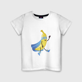 Детская футболка хлопок с принтом Baana man в Кировске, 100% хлопок | круглый вырез горловины, полуприлегающий силуэт, длина до линии бедер | banana | man | superhero | банан | супергерой | человек банан