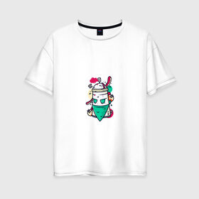 Женская футболка хлопок Oversize с принтом граффити в Кировске, 100% хлопок | свободный крой, круглый ворот, спущенный рукав, длина до линии бедер
 | gang | graffiti | hip hop | hiphop | music | rap