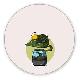 Коврик для мышки круглый с принтом Хищник в банке в Кировске, резина и полиэстер | круглая форма, изображение наносится на всю лицевую часть | графика | мир растений | мухоловка | персонаж | природа | рисунок | хищное растения