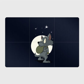 Магнитный плакат 3Х2 с принтом Серый волчонок в Кировске, Полимерный материал с магнитным слоем | 6 деталей размером 9*9 см | графика | звезды | ночь | персонаж | природа | рисунок | сказка | сон | хищник