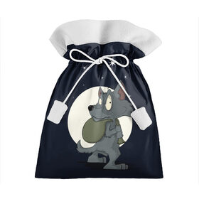 Подарочный 3D мешок с принтом Серый волчонок в Кировске, 100% полиэстер | Размер: 29*39 см | графика | звезды | ночь | персонаж | природа | рисунок | сказка | сон | хищник