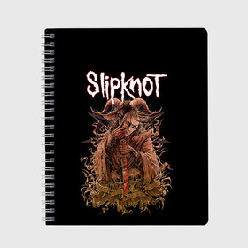 Тетрадь с принтом SLIPKNOT в Кировске, 100% бумага | 48 листов, плотность листов — 60 г/м2, плотность картонной обложки — 250 г/м2. Листы скреплены сбоку удобной пружинной спиралью. Уголки страниц и обложки скругленные. Цвет линий — светло-серый
 | Тематика изображения на принте: art | band | corey | grunge | iowa | metal | music | punk | rock | slipknot | taylor | usa | группа | джои | кори | металл | мик | музыка | панк | петля | рок | сид | слипнот | тэйлор | шон