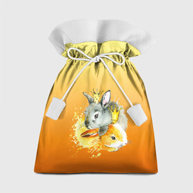 Подарочный 3D мешок с принтом акварельные кролики милота в Кировске, 100% полиэстер | Размер: 29*39 см | акварель | акварельный | весна | вместе | детский | зайчики | королевский | корона | кролики | любовь | милота | нежность | обнимашки | обьятия | рисунок | симпатия | сказочный