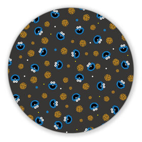 Коврик для мышки круглый с принтом Cookie Monster в Кировске, резина и полиэстер | круглая форма, изображение наносится на всю лицевую часть | коржик | монстр | мультик | мультфильм | персонаж | печенье | текстура | улица сезам