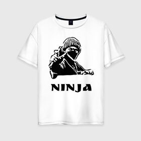 Женская футболка хлопок Oversize с принтом ninja в Кировске, 100% хлопок | свободный крой, круглый ворот, спущенный рукав, длина до линии бедер
 | ninja | воинственный | ниндзя | спорт | тату