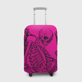 Чехол для чемодана 3D с принтом Skeleton,zandieh в Кировске, 86% полиэфир, 14% спандекс | двустороннее нанесение принта, прорези для ручек и колес | bag | boock | boy | crazy | danger | flower | girl | lion | net | notepad | pencil | skeleton | skull | ticher
