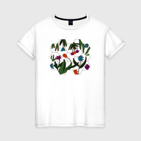 Женская футболка хлопок с принтом Цветочный мир в Кировске, 100% хлопок | прямой крой, круглый вырез горловины, длина до линии бедер, слегка спущенное плечо | flowers | природа | растения | цветы