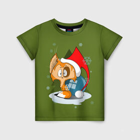 Детская футболка 3D с принтом Маленький Котик Дед Мороз в Кировске, 100% гипоаллергенный полиэфир | прямой крой, круглый вырез горловины, длина до линии бедер, чуть спущенное плечо, ткань немного тянется | графика | ёлка | ёлочная игрушка | животное | котик | новый год | персонаж | природа | рисунок