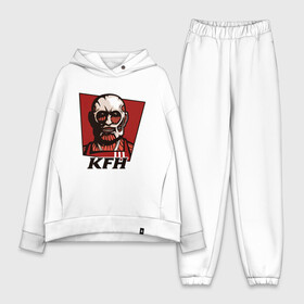 Женский костюм хлопок Oversize с принтом KFH   Kentucky Fried Human в Кировске,  |  | anime | attack | fried | human | kentucky | kfh | kyojin | manga | no | of | on | shingeki | titan | titans | аниме | армин | атака | бертольд | колосс | колоссальный | манга | микаса | райнер | титан | титанов | титаны | человек | энни