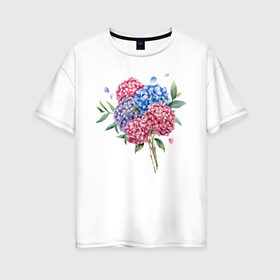 Женская футболка хлопок Oversize с принтом букет гаотензий в Кировске, 100% хлопок | свободный крой, круглый ворот, спущенный рукав, длина до линии бедер
 | 8 марта | весна | девушке | женский | мама | подарок | тренд | феминизм | цветы