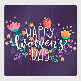 Магнитный плакат 3Х3 с принтом открытка Women day в Кировске, Полимерный материал с магнитным слоем | 9 деталей размером 9*9 см | 8 марта | весна | девушке | женский | мама | подарок | тренд | феминизм | цветы