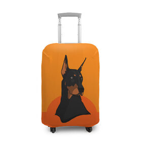 Чехол для чемодана 3D с принтом Доберман в Кировске, 86% полиэфир, 14% спандекс | двустороннее нанесение принта, прорези для ручек и колес | верный друг | графика | животное | защитник | красивый пес | природа | рисунок | собака | сторож