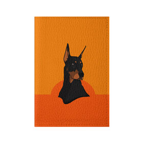 Обложка для паспорта матовая кожа с принтом Доберман в Кировске, натуральная матовая кожа | размер 19,3 х 13,7 см; прозрачные пластиковые крепления | верный друг | графика | животное | защитник | красивый пес | природа | рисунок | собака | сторож