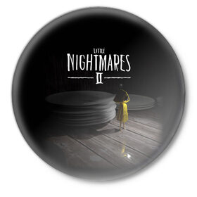 Значок с принтом Little Nightmares 2 Шестая в Кировске,  металл | круглая форма, металлическая застежка в виде булавки | little nightmares | little nightmares 2 | игра | литл нигмарес | литл нигмарес 2 | литл нигхтмарес | литл нигхтмарес 2 | ужас | хоррор | шестая