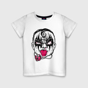 Детская футболка хлопок с принтом Rock Baby в Кировске, 100% хлопок | круглый вырез горловины, полуприлегающий силуэт, длина до линии бедер | kiss | music | rock | глэм | голова | грим | лицо | музыка | ребенок | рок | хипстер