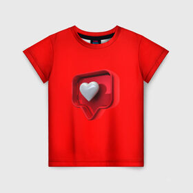Детская футболка 3D с принтом Электронное сердце в Кировске, 100% гипоаллергенный полиэфир | прямой крой, круглый вырез горловины, длина до линии бедер, чуть спущенное плечо, ткань немного тянется | квадрат. | лайк | любовь | сердце | уведомление