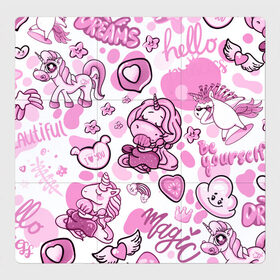 Магнитный плакат 3Х3 с принтом Розовая мечта в Кировске, Полимерный материал с магнитным слоем | 9 деталей размером 9*9 см | анимэ | девочки звездочки | единороги | любовь | мечта | пони | сердце